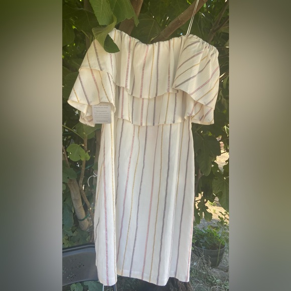 CHARLES HENRY Metallic Stripe Ivory Popover NWT - Picture 5 of 8